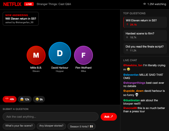 Live cast Q&A mockup